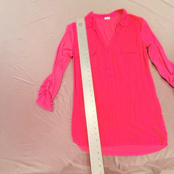 NWOT Splendid Long Sleeve w/ Roll Tab Hot Pink Henley Top Size Small MSRP $98 - Picture 11 of 11